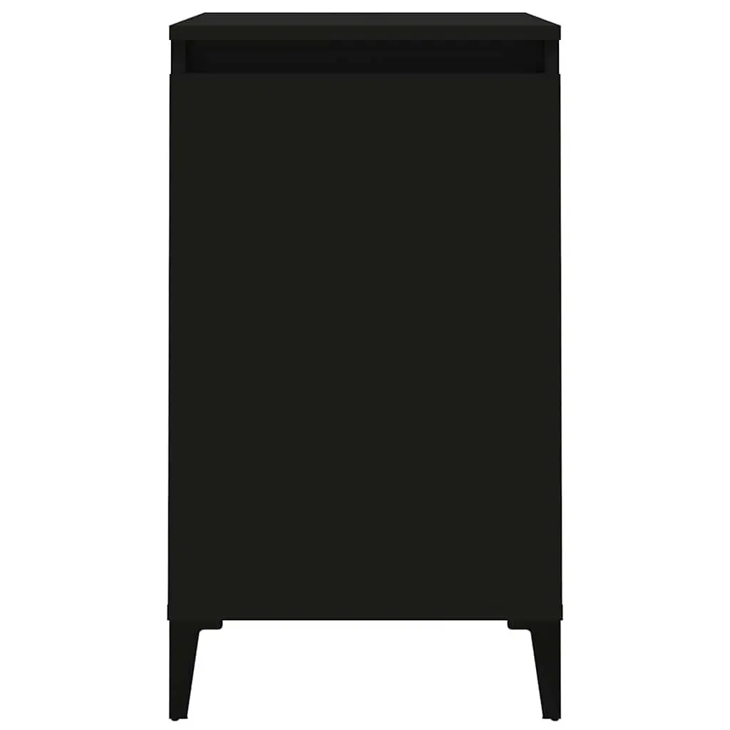 Bedside Cabinet Black 40x35x70 cm Engineered Wood with Metal Legs Nightstand Bedroom Storage Side Table