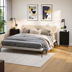 Set of 2 Black Bedside Cabinets 40x35x70 cm