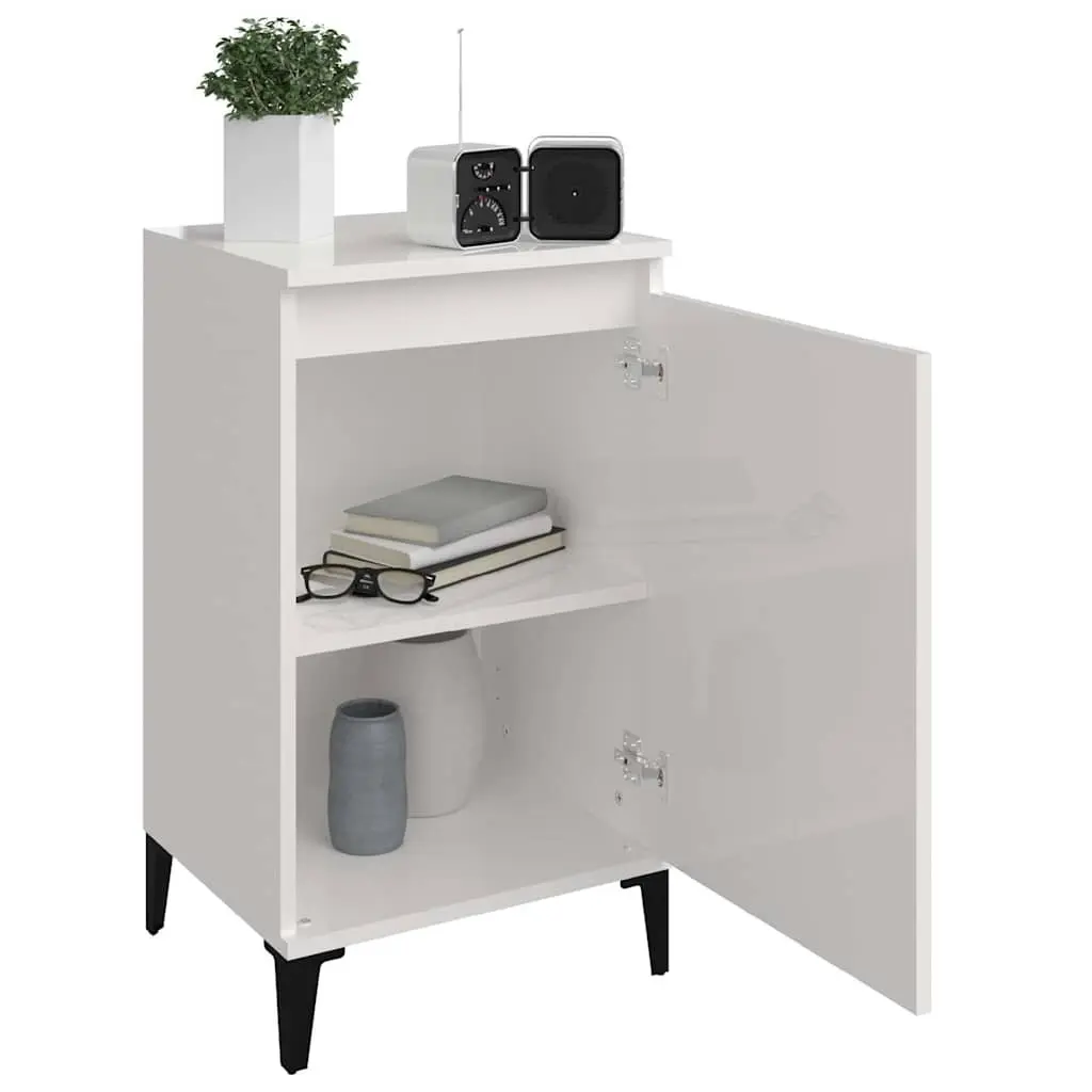 Bedside Cabinet White High Gloss 40x35x70 cm Engineered Wood Nightstand