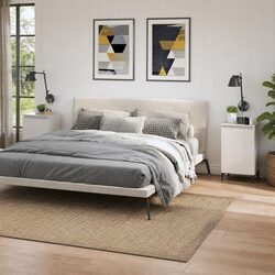 Modern White High Gloss Nightstand 2-Door Storage