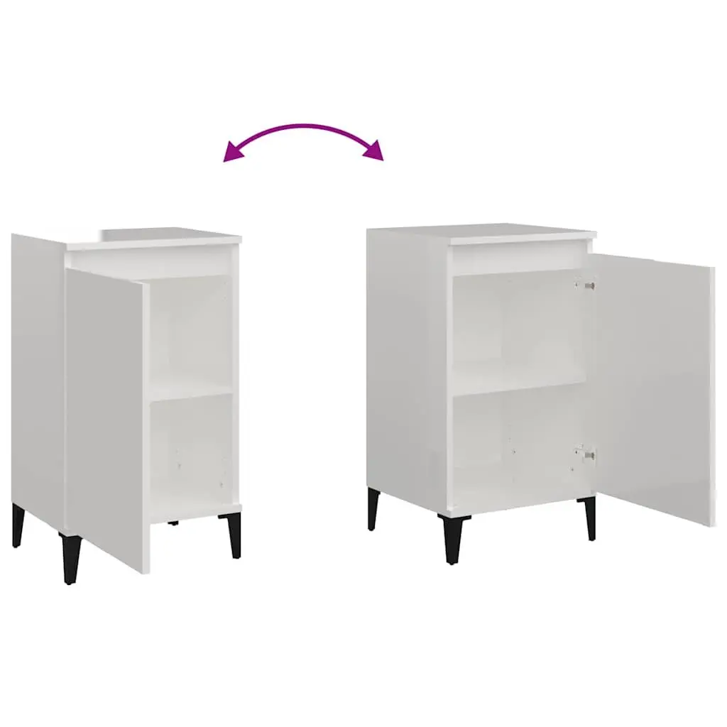 Bedside Cabinets High Gloss White 40x35x70cm Engineered Wood 2 Piece