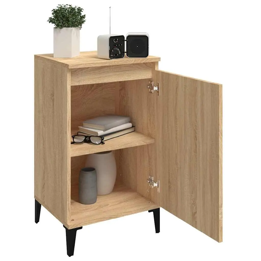 Bedside Cabinet Brown 2 Piece Engineered Wood Nightstand Storage Table 40x35x70cm