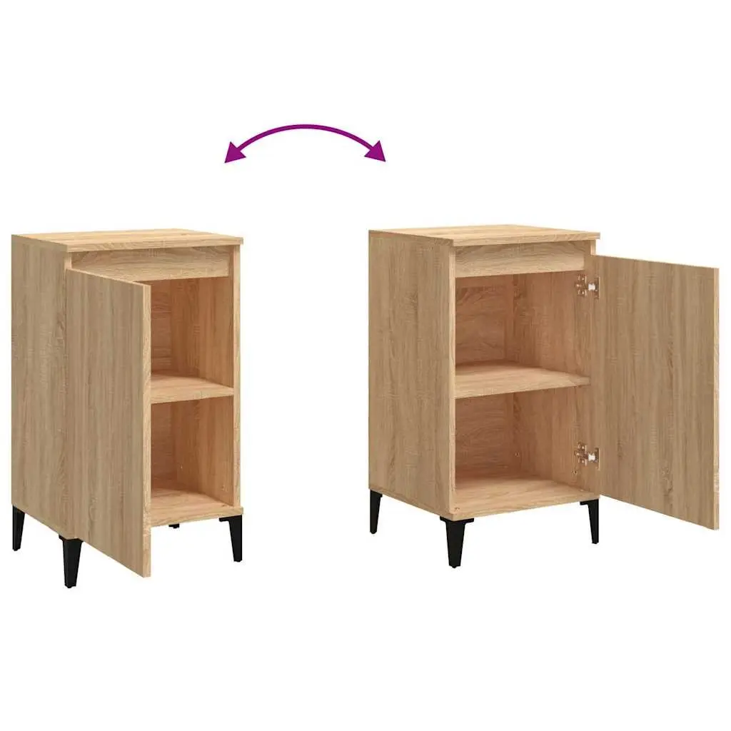 Bedside Cabinet Brown 2 Piece Engineered Wood Nightstand Storage Table 40x35x70cm