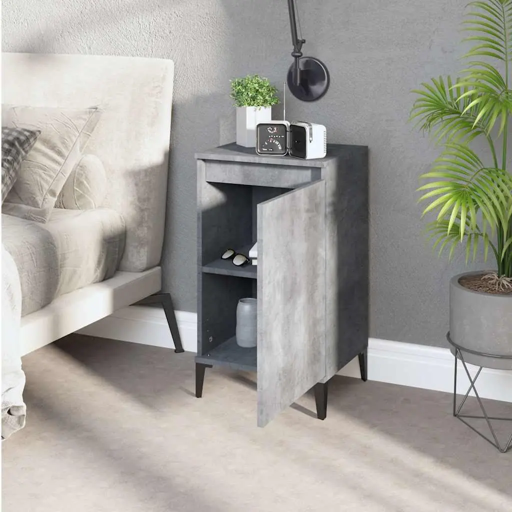 Bedside Cabinet Concrete Grey 40x35x70cm Engineered Wood