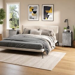 Elegant Grey Nightstand with Two Doors