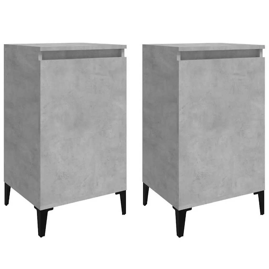 Grey Nightstand with Two Doors
