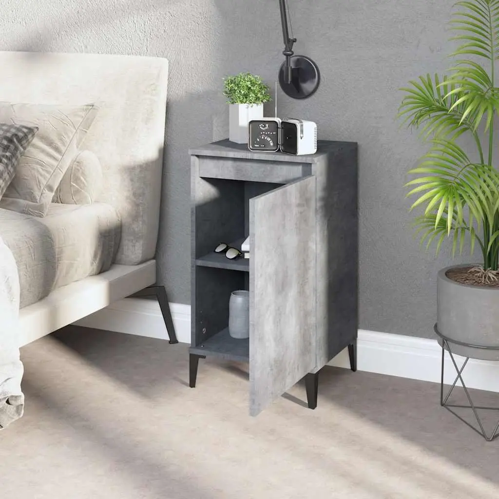 Grey Nightstand with Two Doors