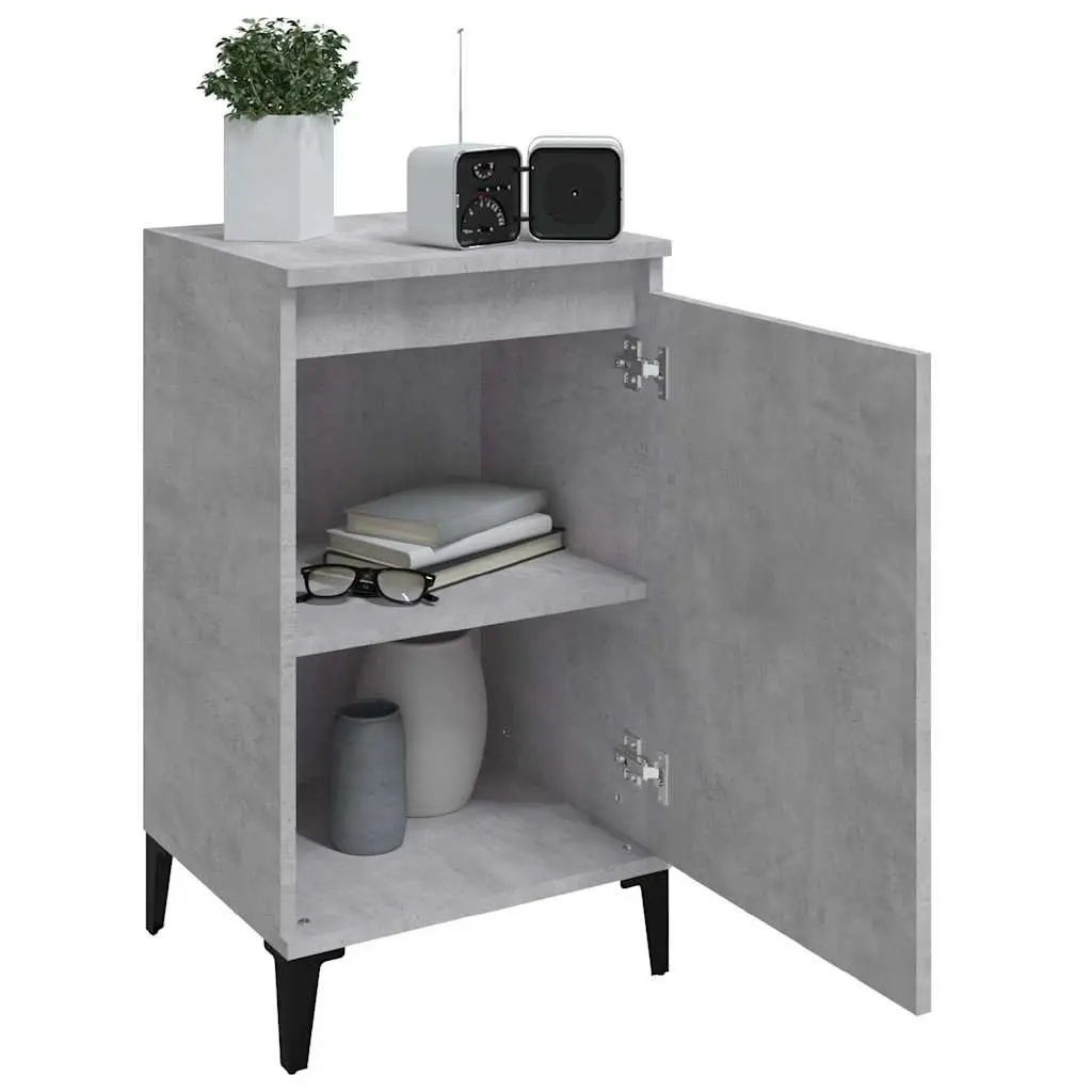 Grey Nightstand with Two Doors