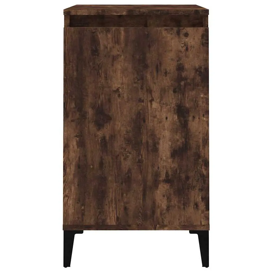 Bedside Cabinet Smoked Oak 40x35x70cm Engineered Wood with Metal Legs