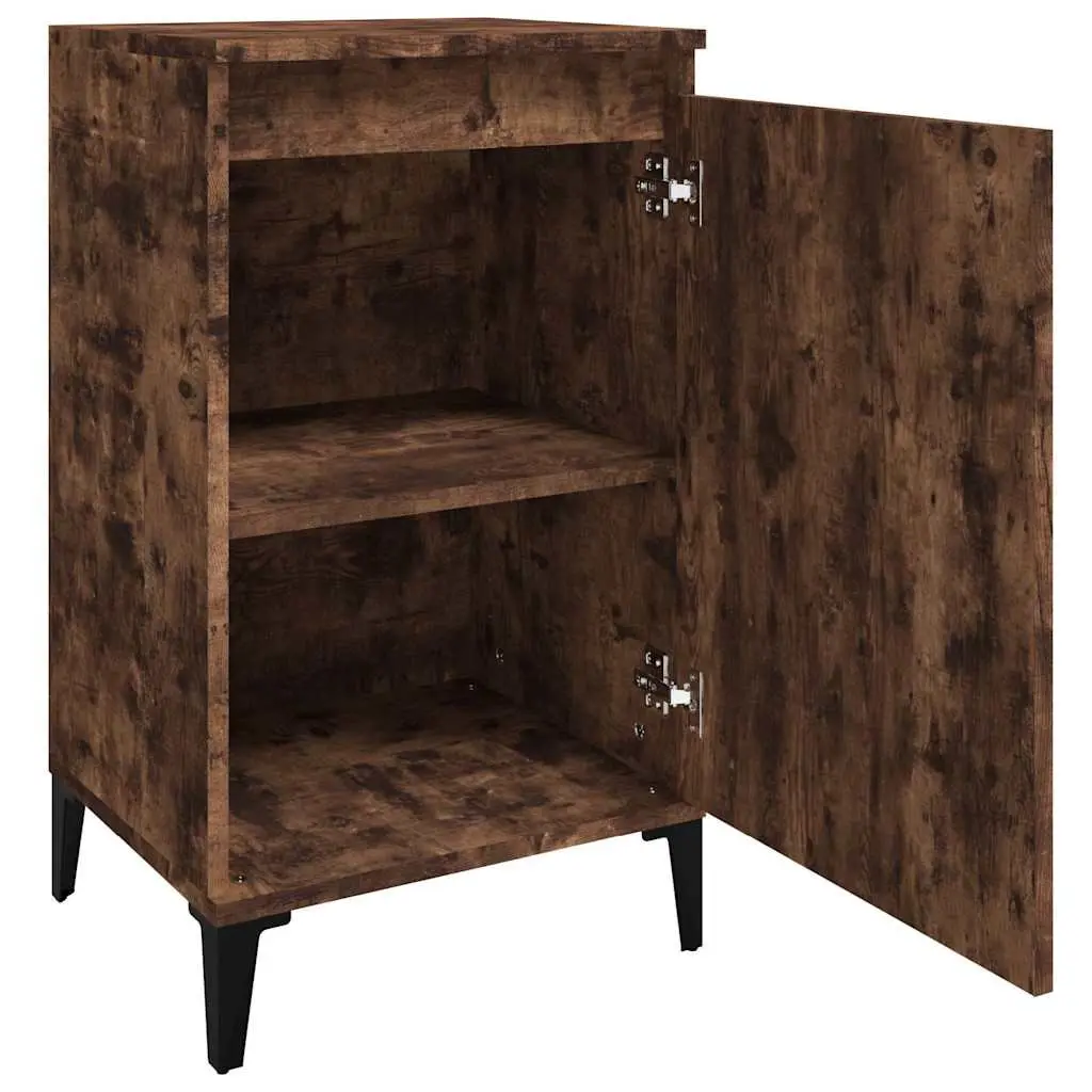 Bedside Cabinet Smoked Oak 40x35x70cm Engineered Wood with Metal Legs