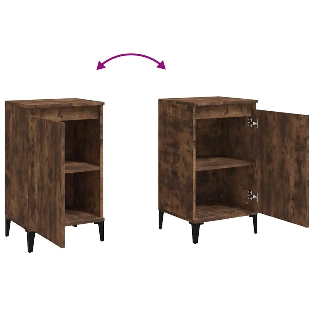Bedside Cabinet Smoked Oak 40x35x70cm Engineered Wood with Metal Legs