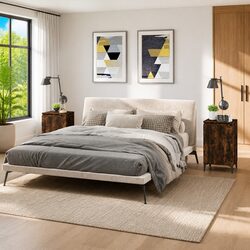 Brown Engineered Wood Nightstand Set with Doors