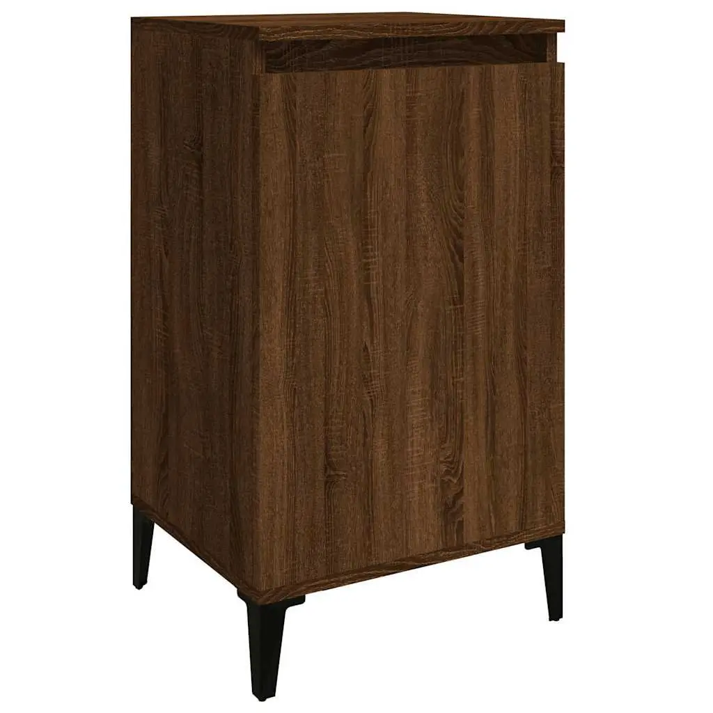Bedside Cabinets Brown Oak 2 Piece Engineered Wood Nightstands Storage Cabinet