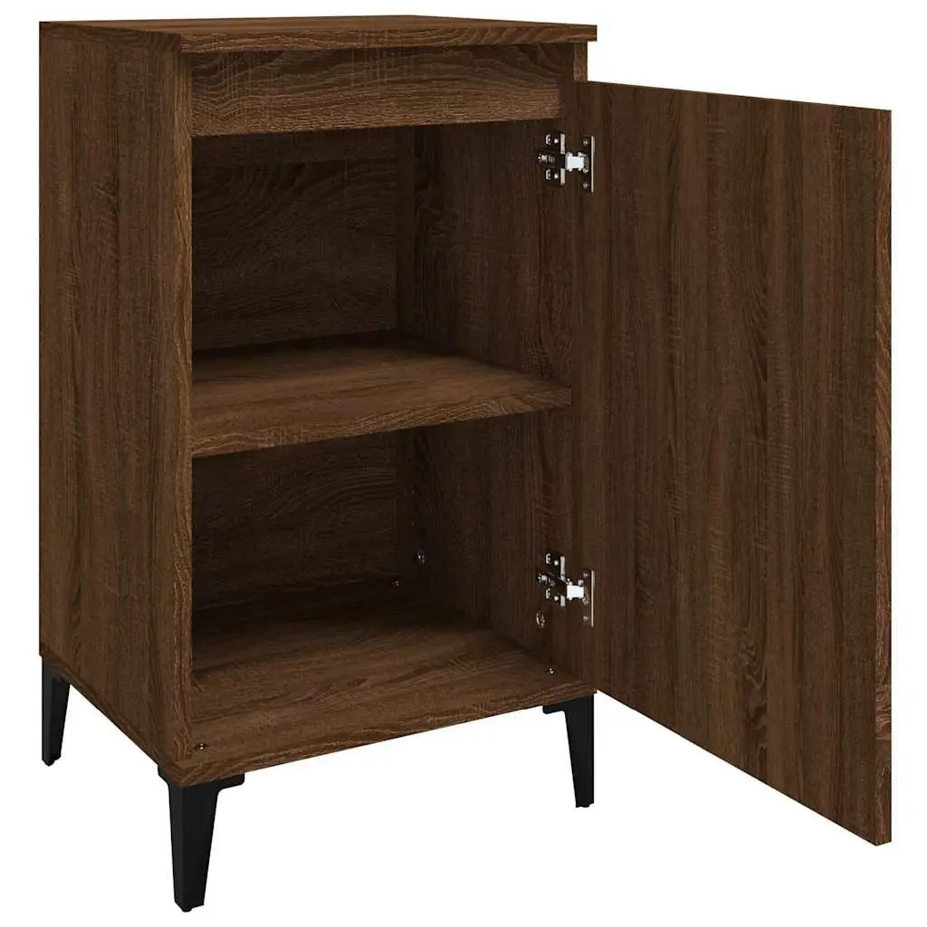 Bedside Cabinets Brown Oak 2 Piece Engineered Wood Nightstands Storage Cabinet