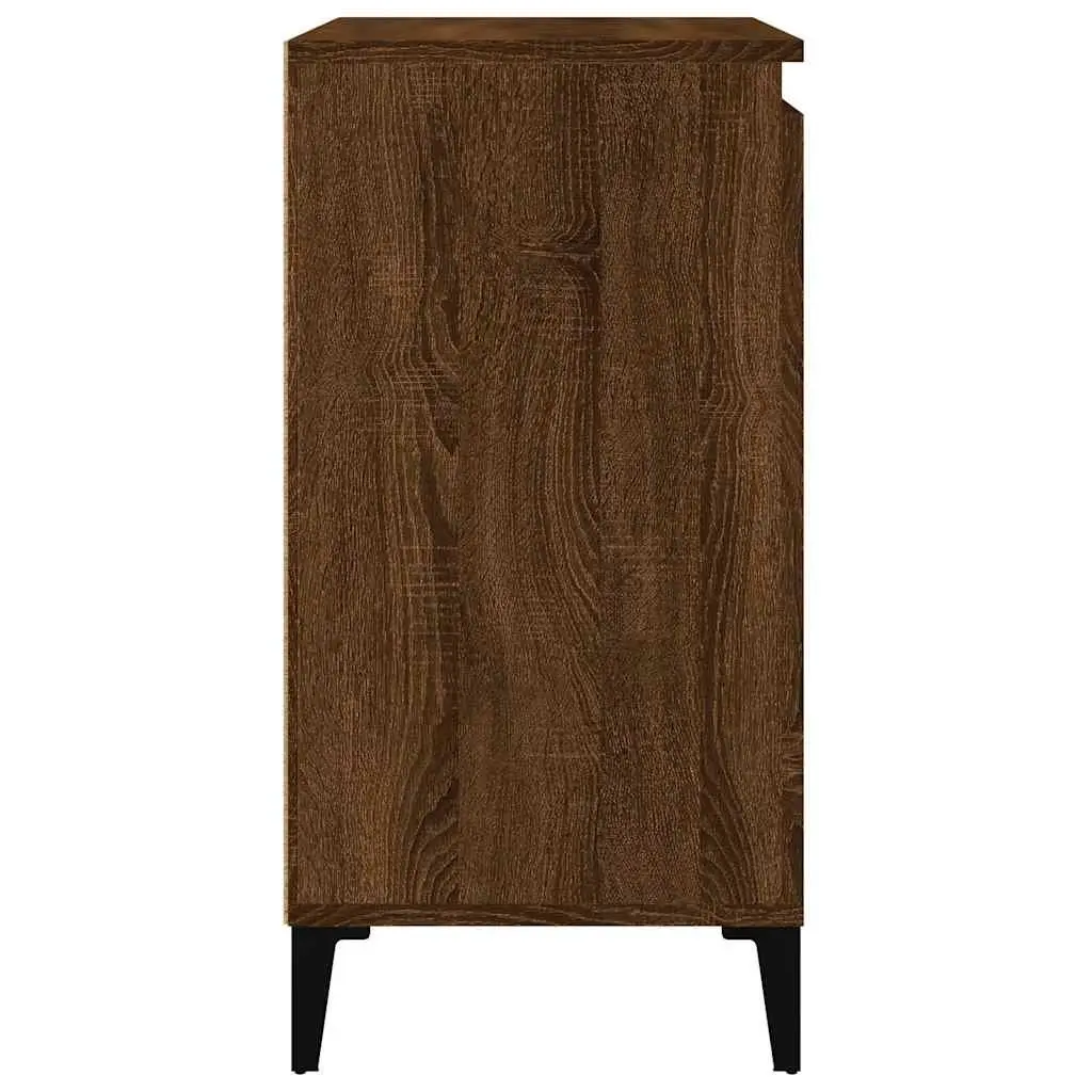 Bedside Cabinets Brown Oak 2 Piece Engineered Wood Nightstands Storage Cabinet