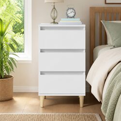 White Bedside Cabinet with 3 Drawers 40x35x70 cm