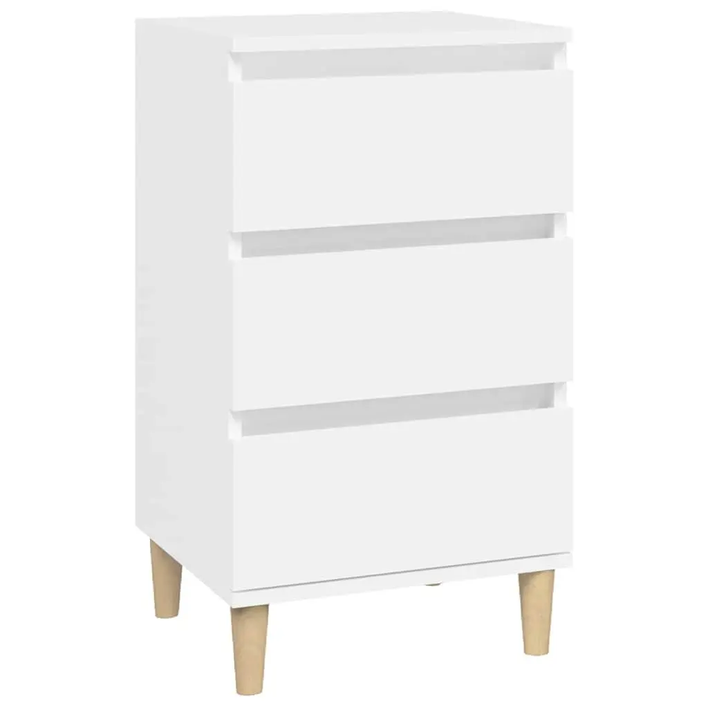 White Bedside Cabinet with 3 Drawers 40x35x70 cm