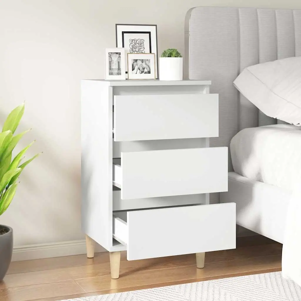 White Bedside Cabinet with 3 Drawers 40x35x70 cm