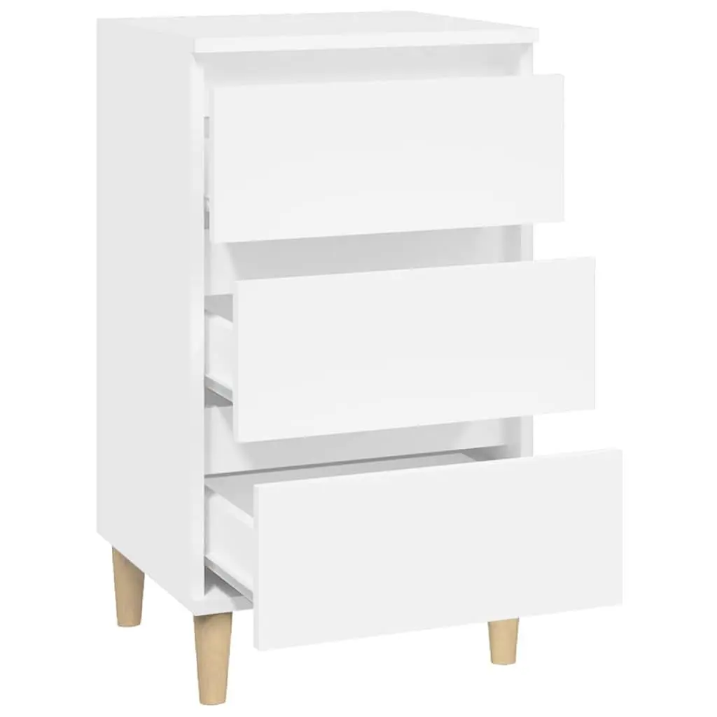 White Bedside Cabinet with 3 Drawers 40x35x70 cm