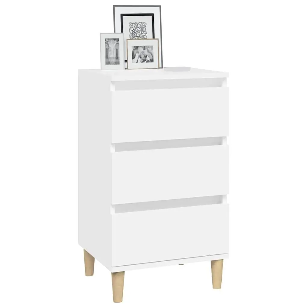 White Bedside Cabinet with 3 Drawers 40x35x70 cm