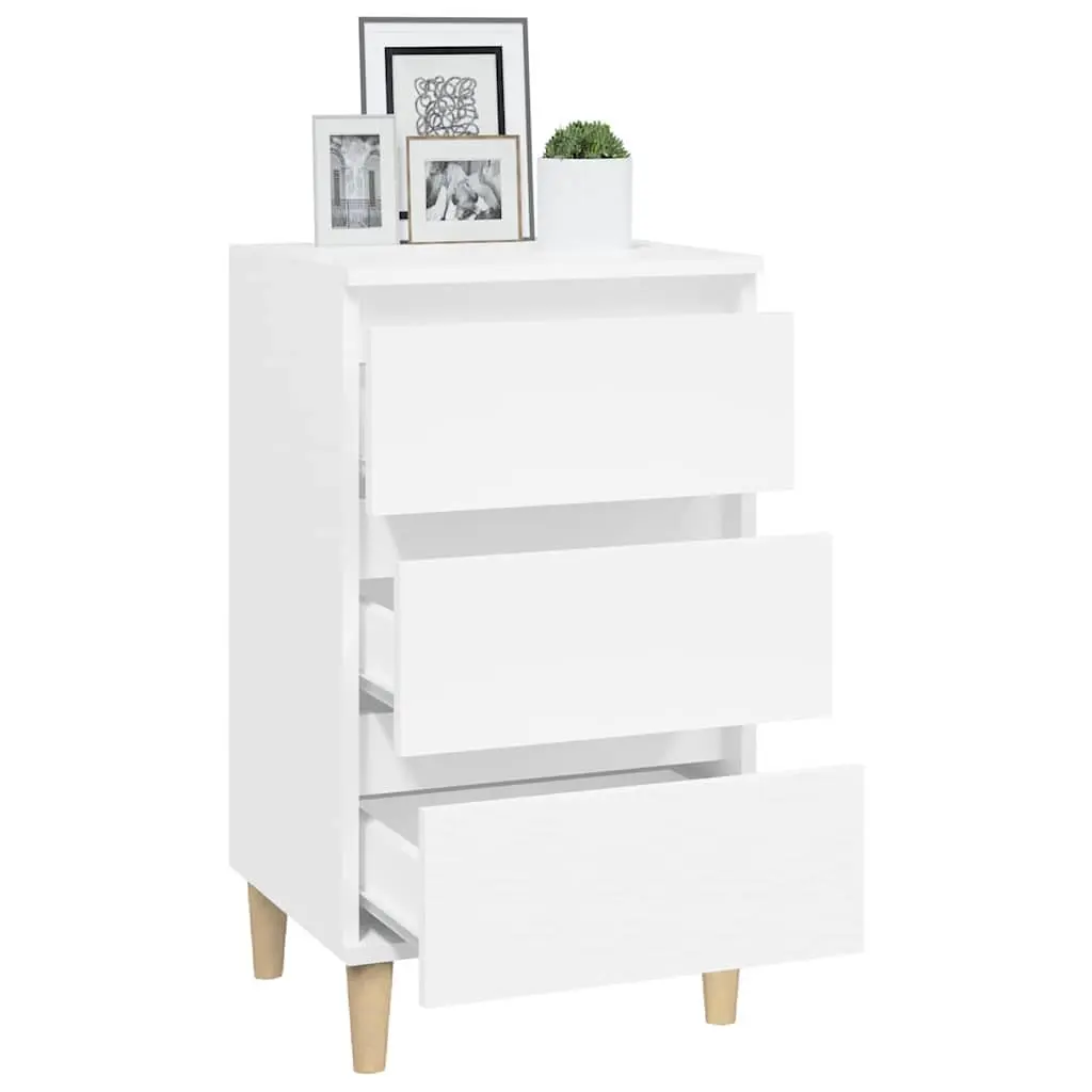 White Bedside Cabinet with 3 Drawers 40x35x70 cm
