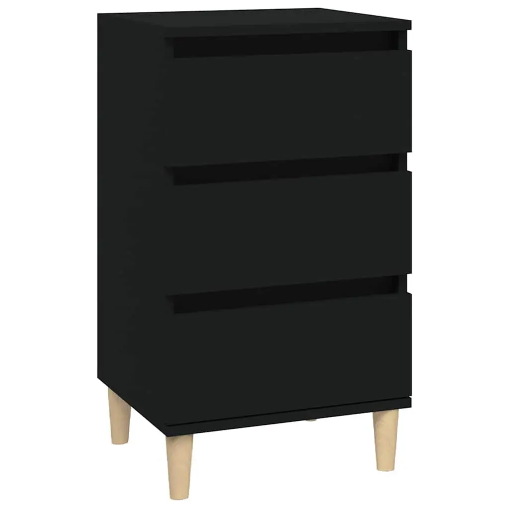 Bedside Cabinet Black 40x35x70 cm Engineered Wood Nightstand 3 Drawers