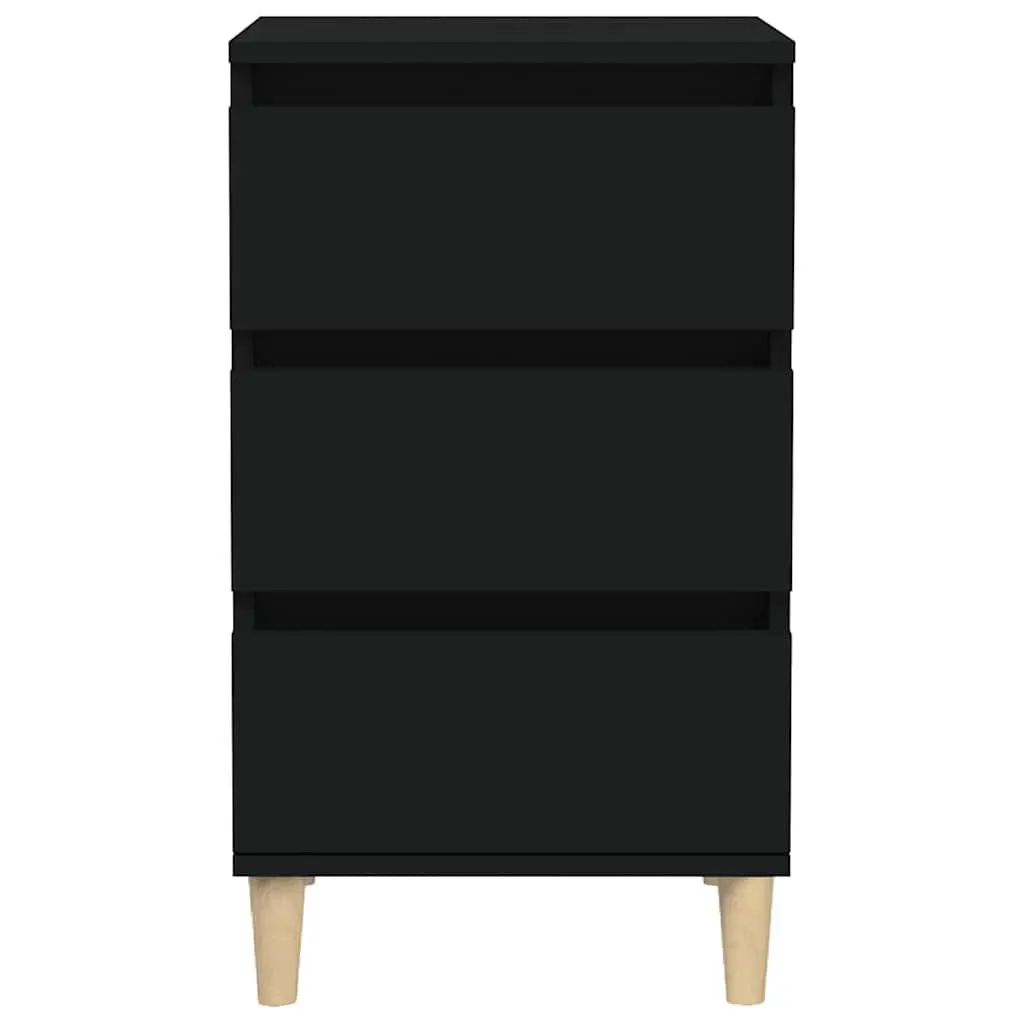 Bedside Cabinet Black 40x35x70 cm Engineered Wood Nightstand 3 Drawers