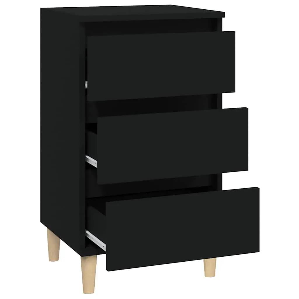 Bedside Cabinet Black 40x35x70 cm Engineered Wood Nightstand 3 Drawers
