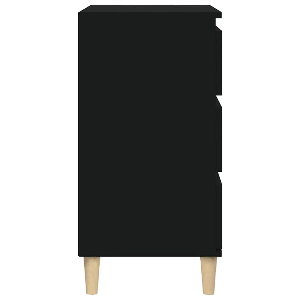 Bedside Cabinet Black 40x35x70 cm Engineered Wood Nightstand 3 Drawers