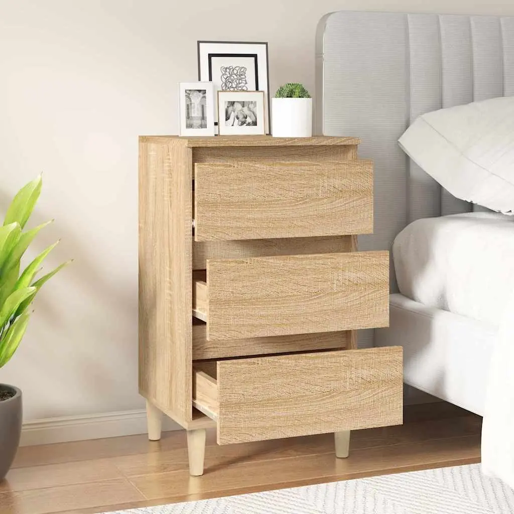 Brown Engineered Wood 3 Drawer Nightstand