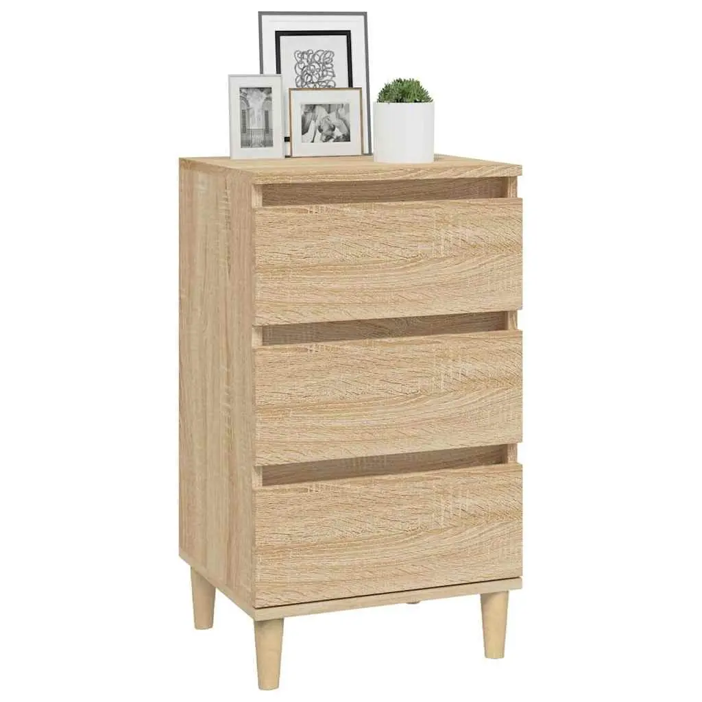 Brown Engineered Wood 3 Drawer Nightstand