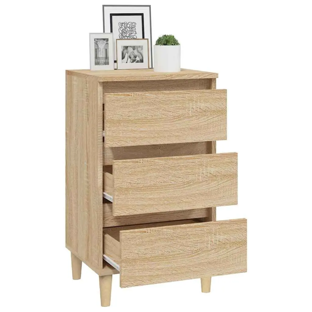 Brown Engineered Wood 3 Drawer Nightstand