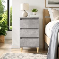 Grey Bedside Cabinet with 3 Drawers 40x35x70 cm