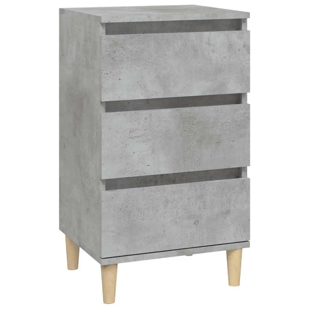 Nightstand Grey Engineered Wood 40x35x70cm 3 Drawer Bedside Cabinet