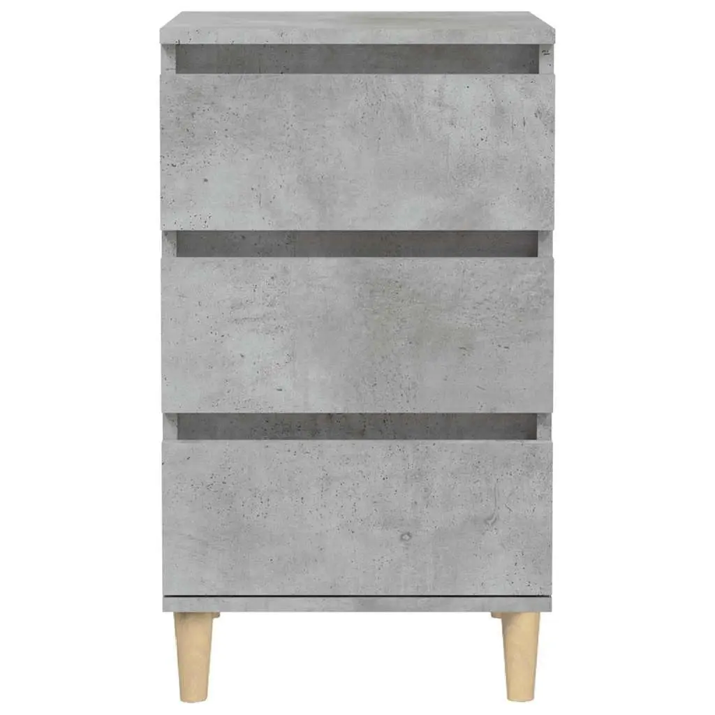 Nightstand Grey Engineered Wood 40x35x70cm 3 Drawer Bedside Cabinet