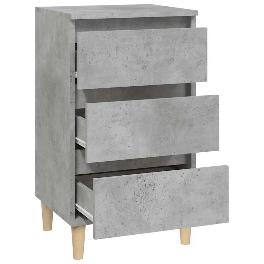 Nightstand Grey Engineered Wood 40x35x70cm 3 Drawer Bedside Cabinet