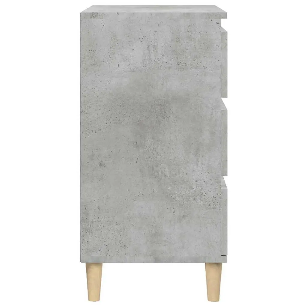Nightstand Grey Engineered Wood 40x35x70cm 3 Drawer Bedside Cabinet