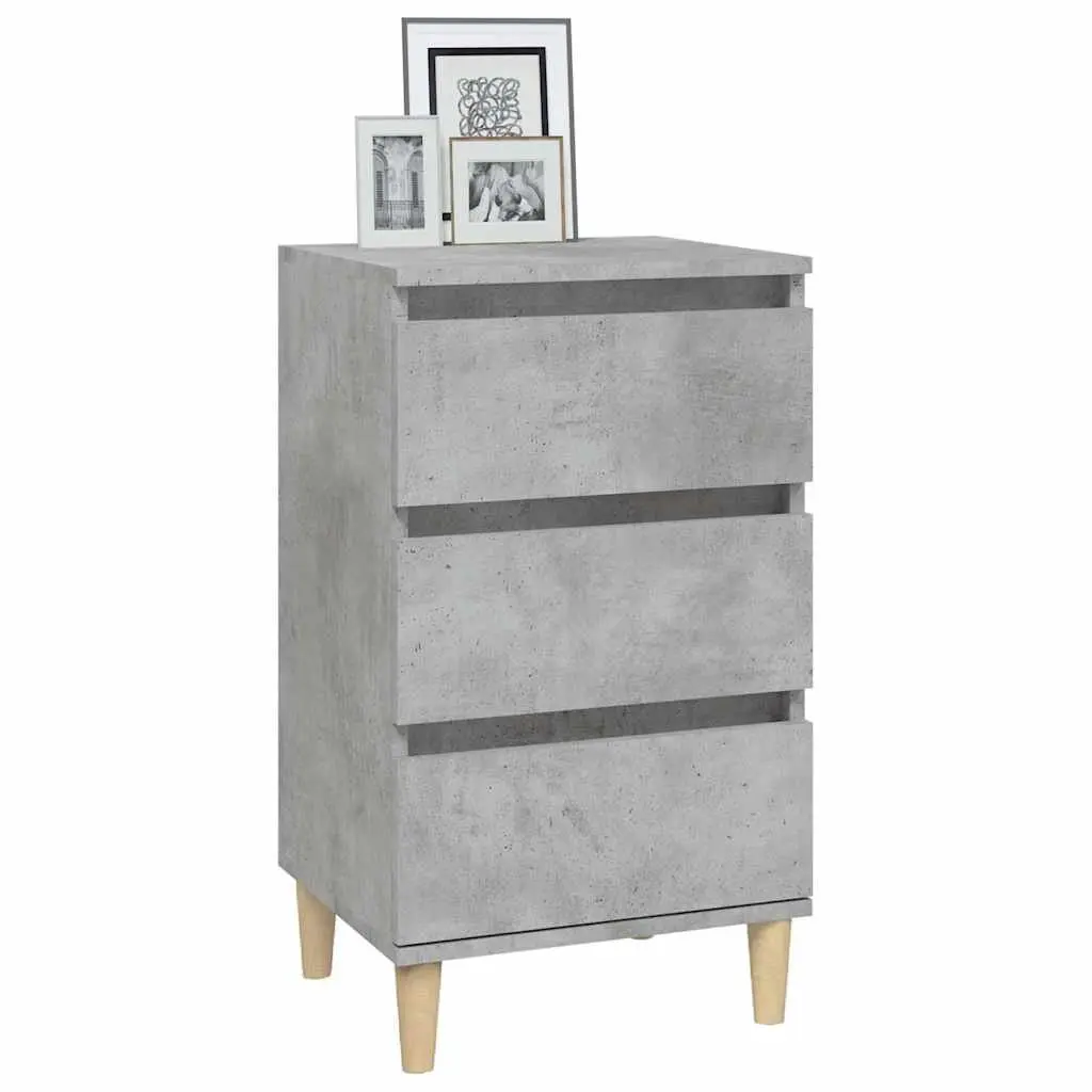 Nightstand Grey Engineered Wood 40x35x70cm 3 Drawer Bedside Cabinet