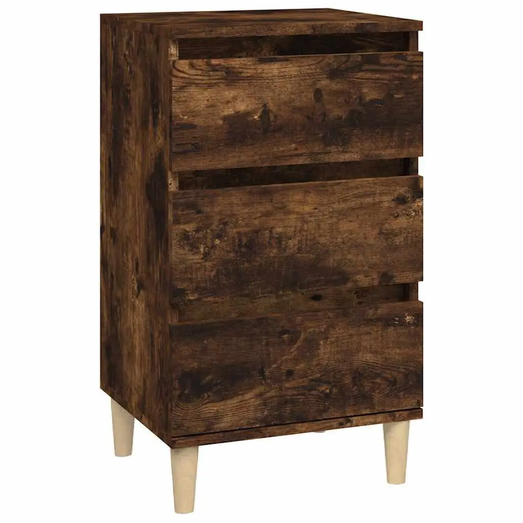 Bedside Cabinet Brown 40x35x70cm Engineered Wood 3 Drawer Nightstand Storage Furniture