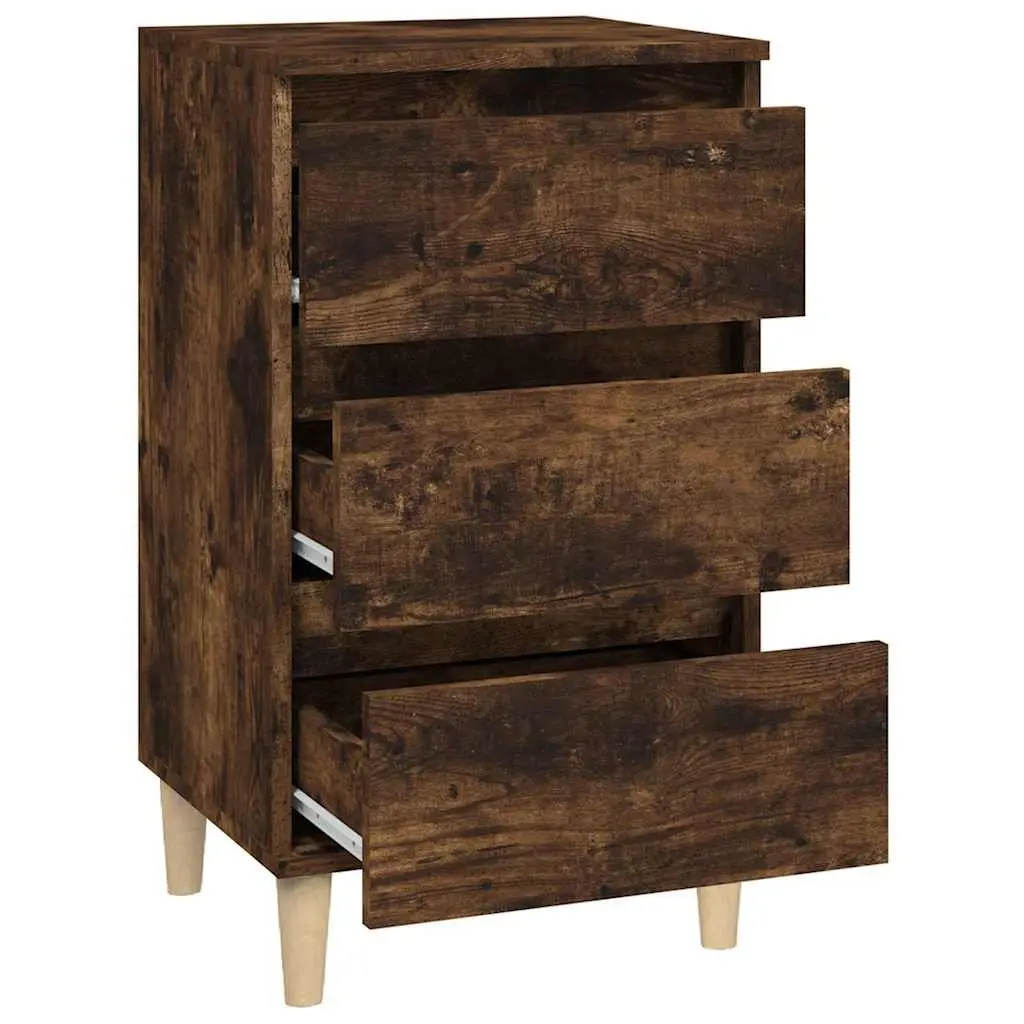 Bedside Cabinet Brown 40x35x70cm Engineered Wood 3 Drawer Nightstand Storage Furniture