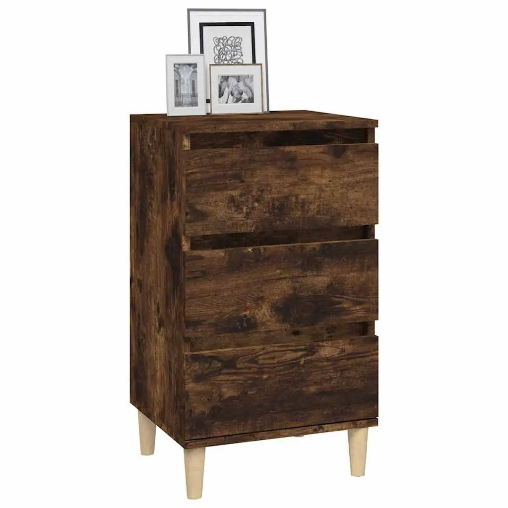 Bedside Cabinet Brown 40x35x70cm Engineered Wood 3 Drawer Nightstand Storage Furniture