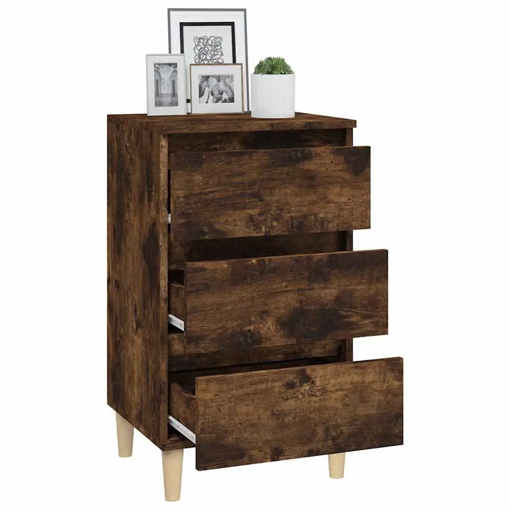 Bedside Cabinet Brown 40x35x70cm Engineered Wood 3 Drawer Nightstand Storage Furniture