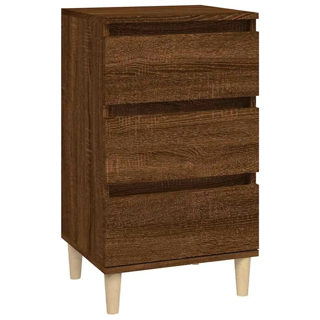 Bedside Cabinet Brown Oak 40x35x70 cm Engineered Wood 3 Drawer Nightstand