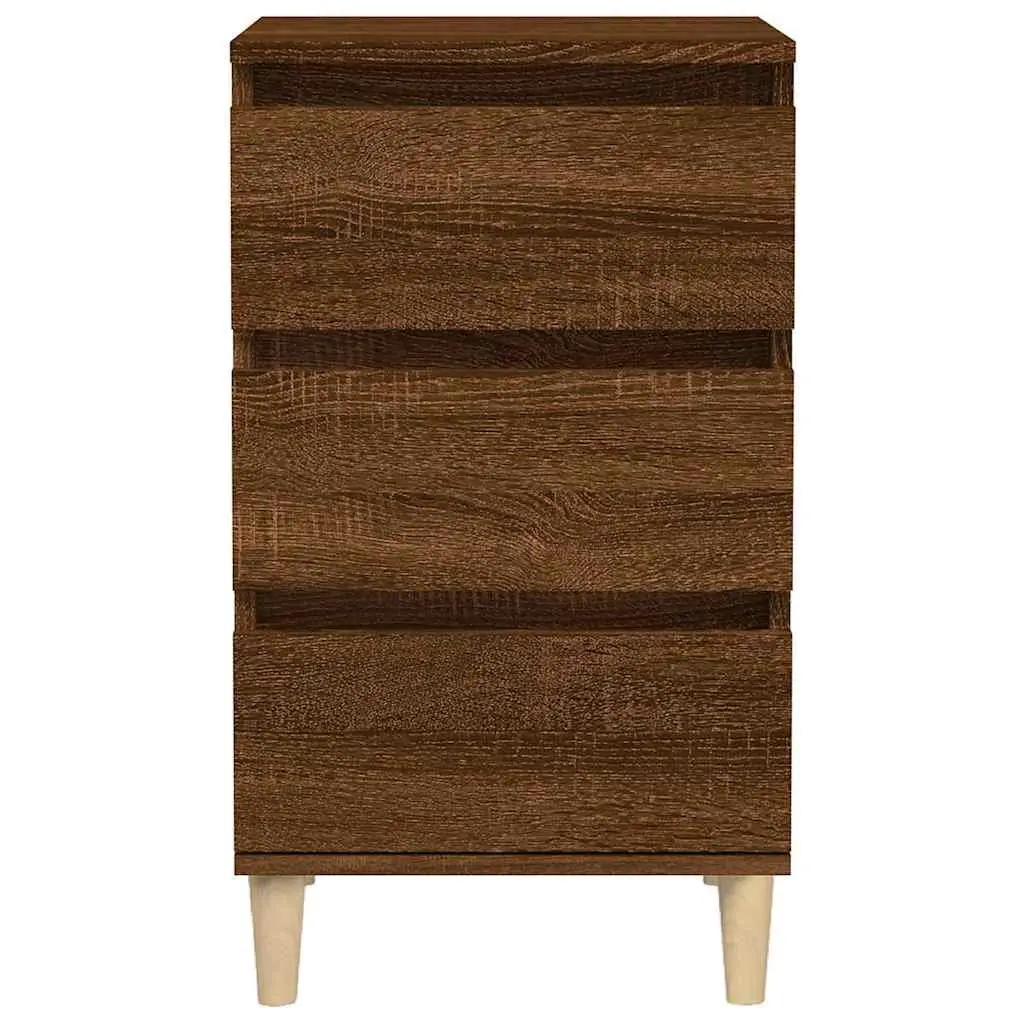 Bedside Cabinet Brown Oak 40x35x70 cm Engineered Wood 3 Drawer Nightstand