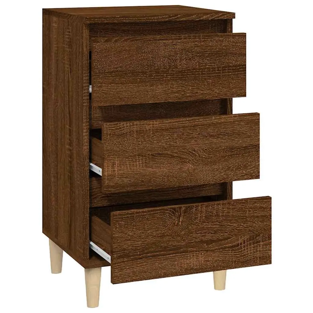Bedside Cabinet Brown Oak 40x35x70 cm Engineered Wood 3 Drawer Nightstand