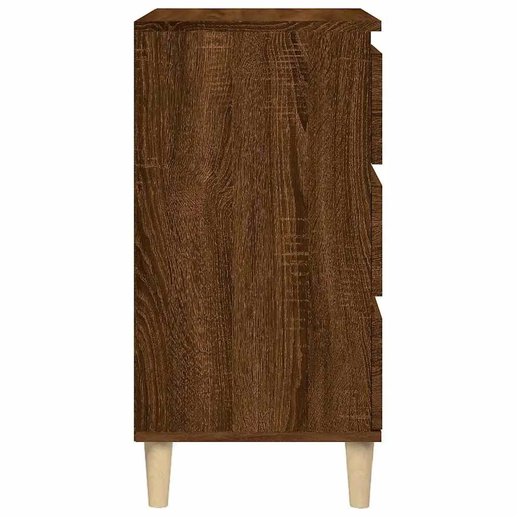 Bedside Cabinet Brown Oak 40x35x70 cm Engineered Wood 3 Drawer Nightstand