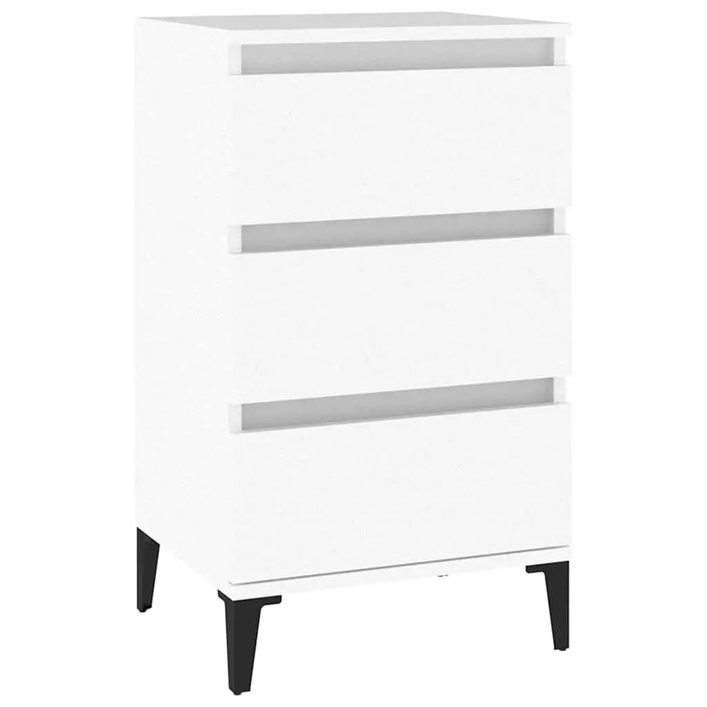 White Bedside Cabinet with 3 Drawers