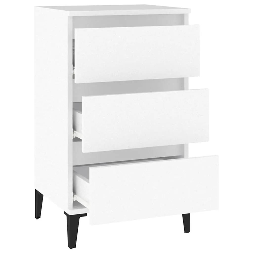 White Bedside Cabinet with 3 Drawers