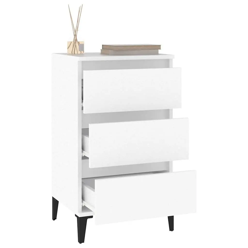 White Bedside Cabinet with 3 Drawers