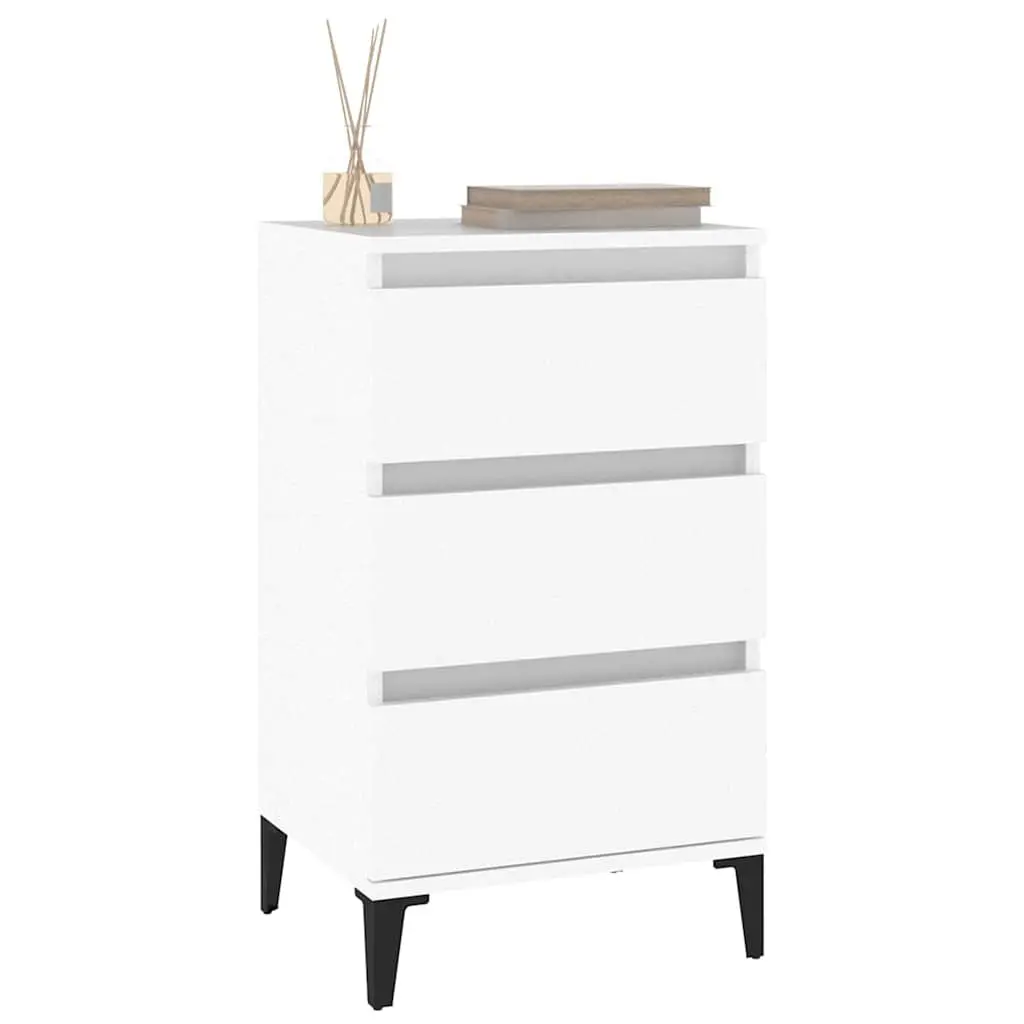 White Bedside Cabinet with 3 Drawers